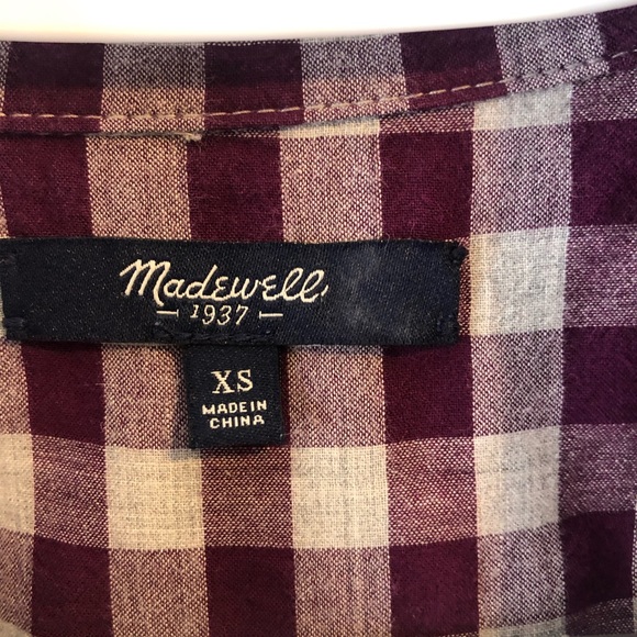 Madewell extra small top plaid red and white - Picture 2 of 4